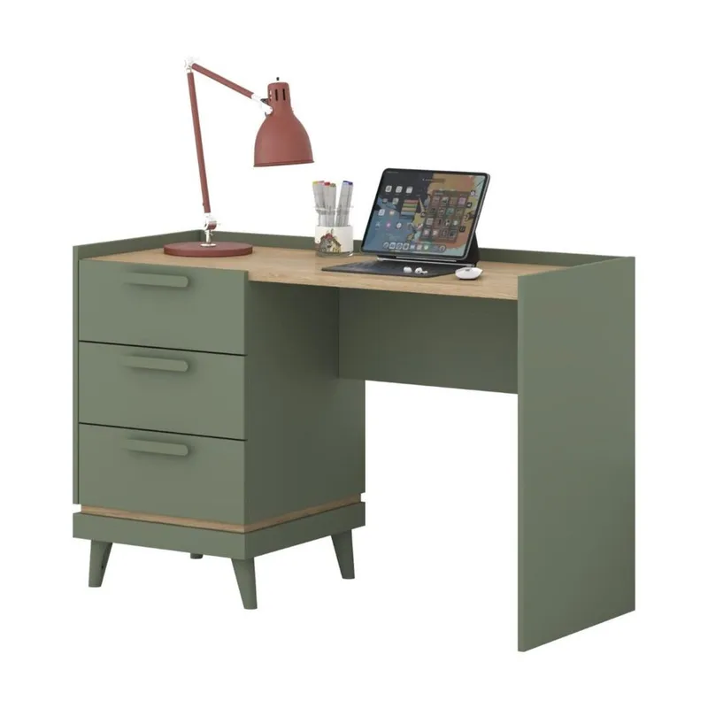 Pöytä Scandi ja 3 laatikkoa - Haalistunut vihreä - öljytty tammi - Huonekalut - Pöytä & ruokailuryhmä - Työpöytä - Tietokonepöytä