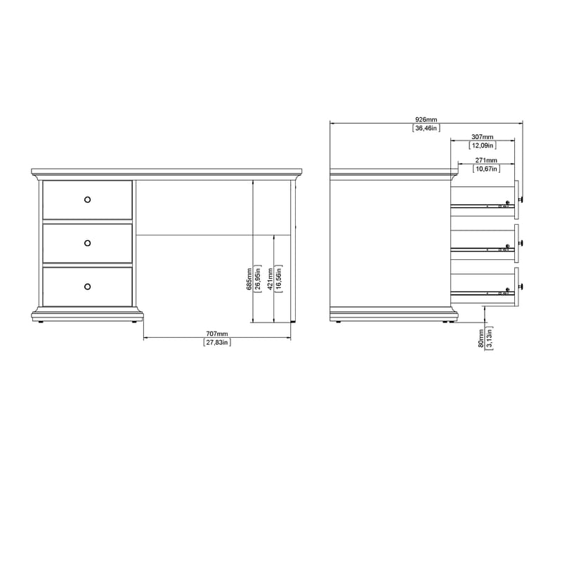 Paris työpöytä 130x62x74 cm - Huonekalut - Pöytä & ruokailuryhmä - Työpöytä - Kirjoituspöytä