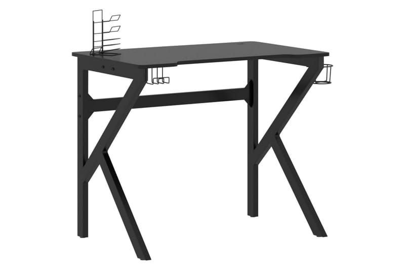 Pelipöytä K-muotoisilla jaloilla musta 90x60x75 cm - Huonekalut - Pöytä & ruokailuryhmä - Työpöytä
 - Pelipöytä