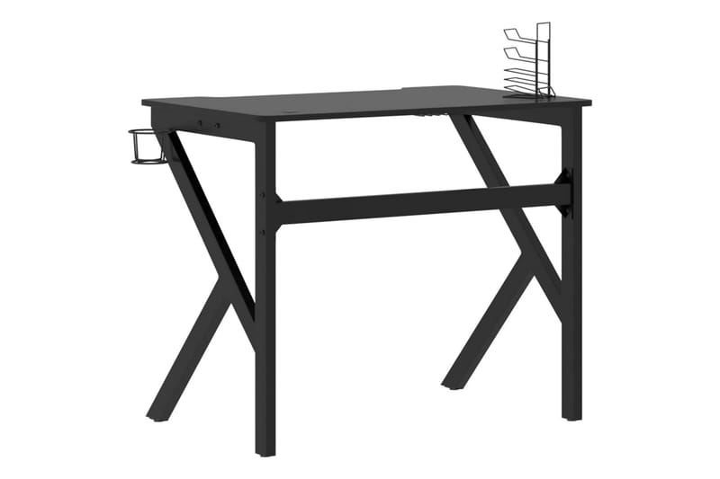 Pelipöytä K-muotoisilla jaloilla musta 90x60x75 cm - Huonekalut - Pöytä & ruokailuryhmä - Työpöytä
 - Pelipöytä