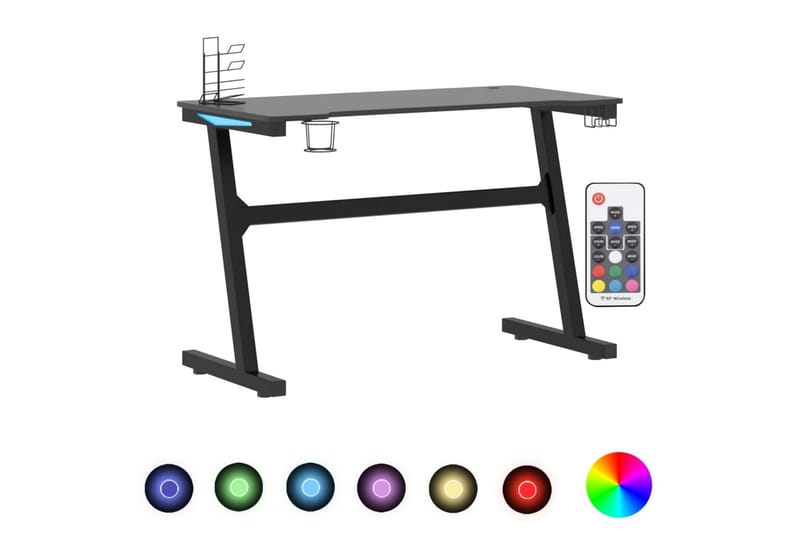 Pelipöytä LED-valot ja Z-muoto musta 110x60x75 cm - Huonekalut - Pöytä & ruokailuryhmä - Työpöytä
 - Pelipöytä