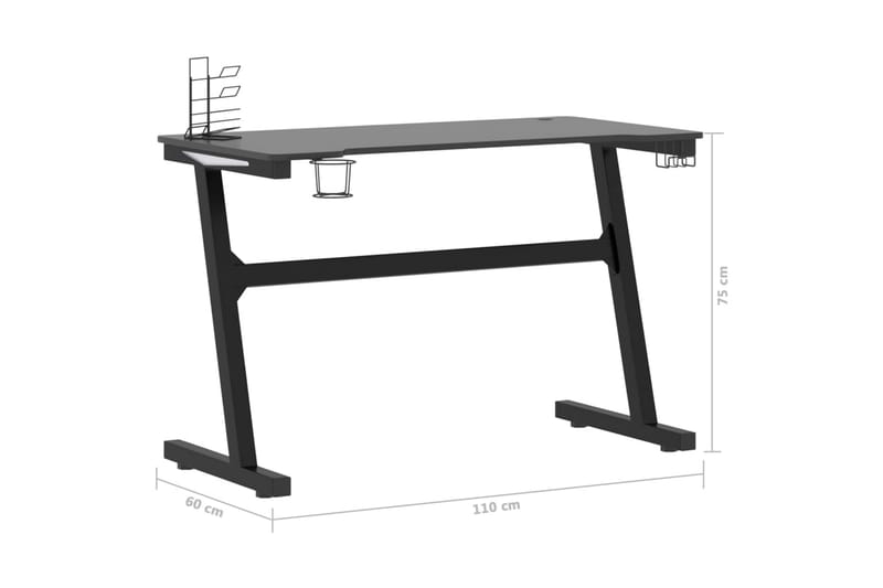 Pelipöytä LED-valot ja Z-muoto musta 110x60x75 cm - Huonekalut - Pöytä & ruokailuryhmä - Työpöytä
 - Pelipöytä