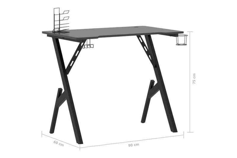 Pelipöytä Y-muotoisilla jaloilla musta 90x60x75 cm - Pelipöytä