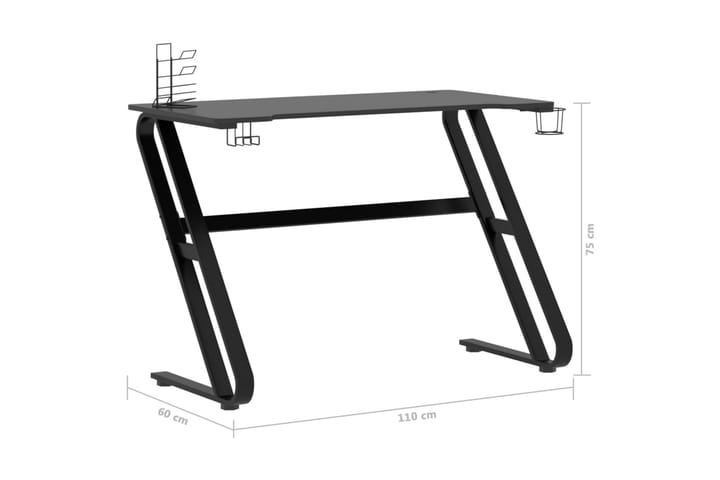 Pelipöytä ZZ-muotoisilla jaloilla musta 110x60x75 cm - Pelipöytä