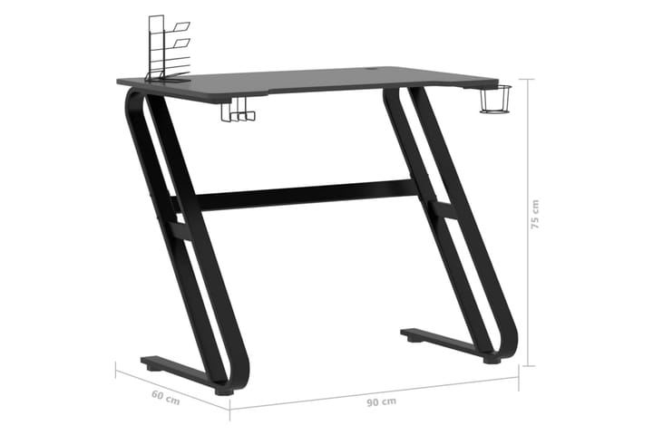 Pelipöytä ZZ-muotoisilla jaloilla musta 90x60x75 cm - Pelipöytä