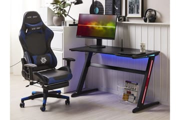 Storden Pelipöytä 120 cm LED-valaistus - Harmaa/Musta - Huonekalut - Pöytä & ruokailuryhmä - Työpöytä - Pelipöytä
