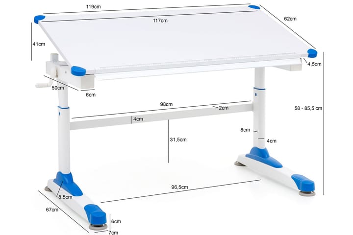 Kirjoituspöytä Kreigh 119 cm - Sininen - Piirustuspöytä