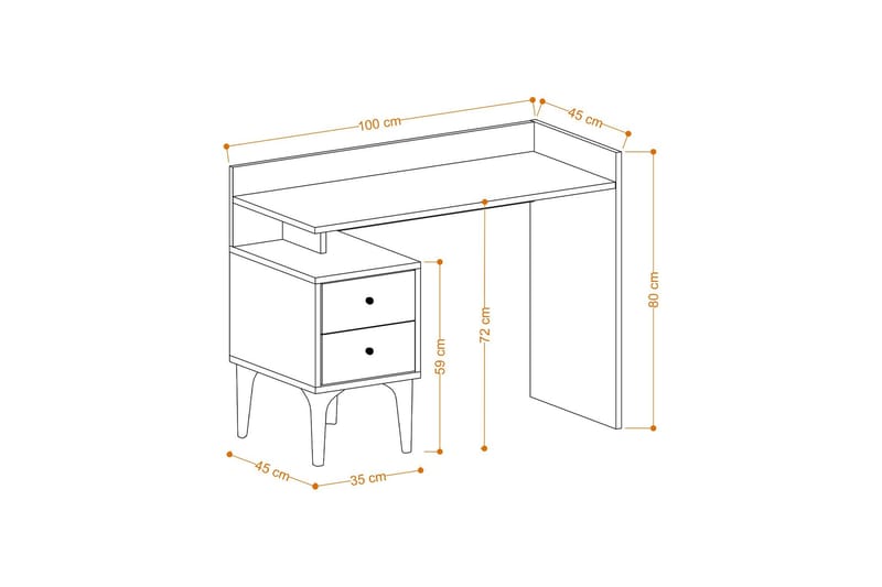 Puuk Kirjoituspöytä 45x100 cm - Tammi - Huonekalut - Pöytä & ruokailuryhmä - Työpöytä - Tietokonepöytä