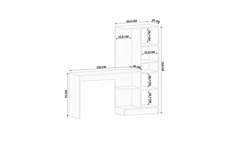 Salor Kirjoituspöytä 40x120 cm - Valkoinen - Huonekalut - Pöytä & ruokailuryhmä - Työpöytä - Tietokonepöytä