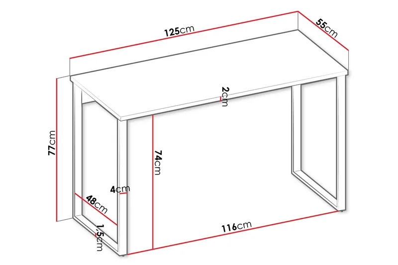 Sigmana Kirjoituspöytä 125x55 cm - Vaalean Harmaa - Huonekalut - Pöytä & ruokailuryhmä - Työpöytä - Tietokonepöytä