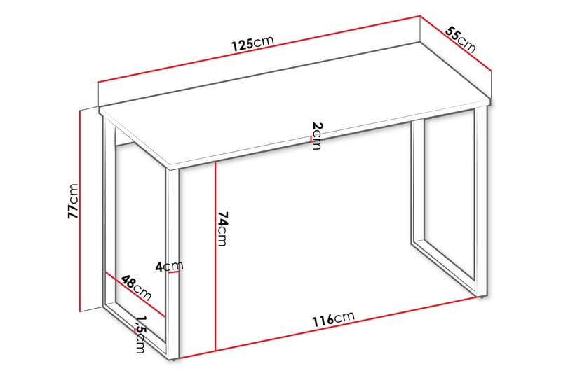 Sigmana Kirjoituspöytä 125x55 cm - Vaalean Harmaa - Huonekalut - Pöytä & ruokailuryhmä - Työpöytä
 - Tietokonepöytä