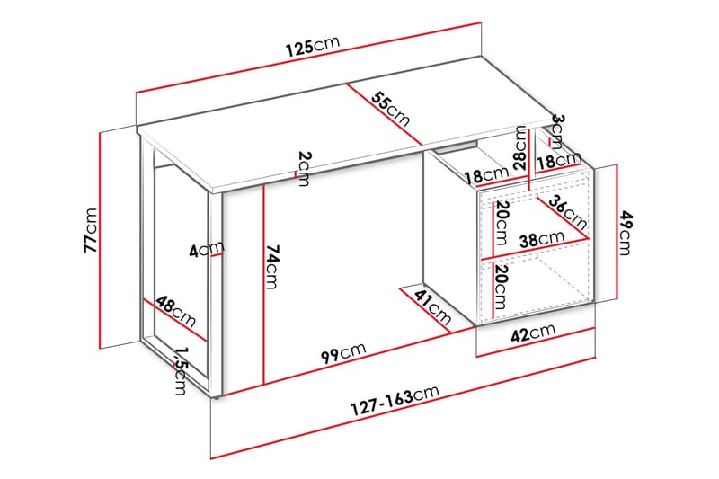 Sigmana Kirjoituspöytä 125x55 cm - Vaalean Harmaa/Ruskea - Huonekalut - Pöytä & ruokailuryhmä - Työpöytä - Tietokonepöytä