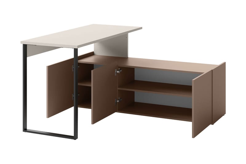 Sigmana Kirjoituspöytä 260x55 cm - Vaalean Harmaa/Ruskea - Huonekalut - Pöytä & ruokailuryhmä - Työpöytä - Tietokonepöytä