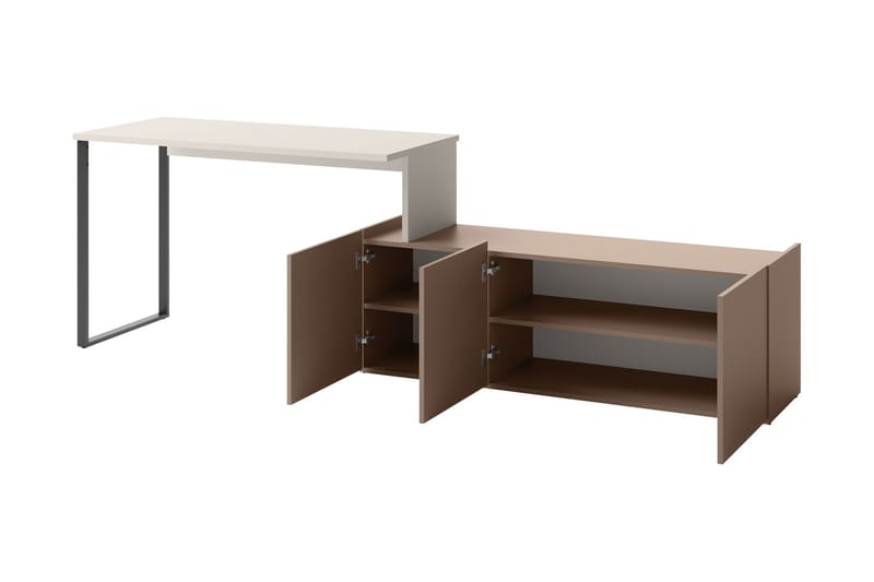 Sigmana Kirjoituspöytä 260x55 cm - Vaalean Harmaa/Ruskea - Huonekalut - Pöytä & ruokailuryhmä - Työpöytä - Tietokonepöytä