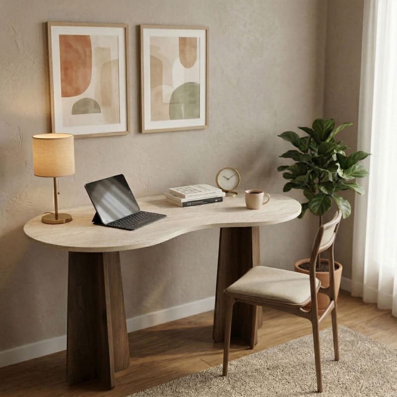 Soryn työpöytä 120x75x60 cm - Travertine Walnut - Huonekalut - Pöytä & ruokailuryhmä - Työpöytä - Tietokonepöytä