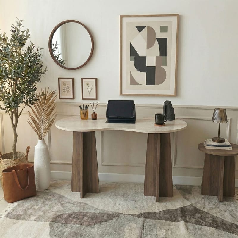 Soryn työpöytä 120x75x60 cm - Travertine Walnut - Huonekalut - Pöytä & ruokailuryhmä - Työpöytä - Tietokonepöytä