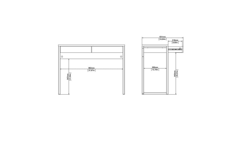 Taketo Kirjoituspöytä 40x101,6 cm - Valkoinen - Huonekalut - Pöytä & ruokailuryhmä - Työpöytä - Kirjoituspöytä