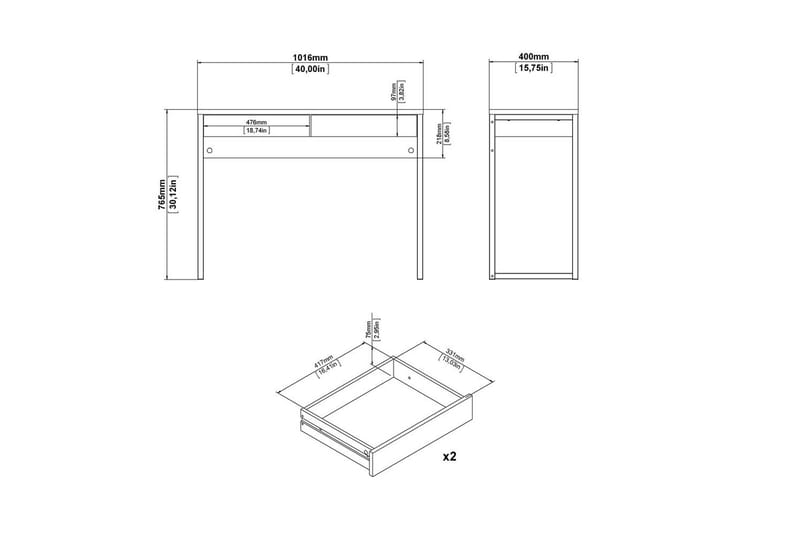Taketo Kirjoituspöytä 40x101,6 cm - Valkoinen - Huonekalut - Pöytä & ruokailuryhmä - Työpöytä
 - Tietokonepöytä