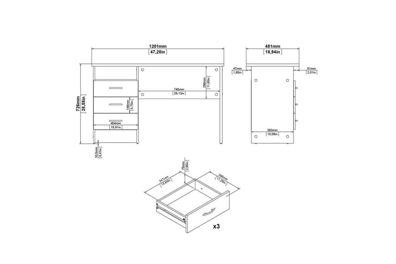 Taketo Kirjoituspöytä 48,1x120,1 cm - Luonnonväri - Huonekalut - Pöytä & ruokailuryhmä - Työpöytä - Kirjoituspöytä