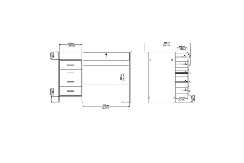 Taketo Kirjoituspöytä 48,5x109,3 cm - Luonnonväri - Huonekalut - Pöytä & ruokailuryhmä - Työpöytä
 - Kirjoituspöytä