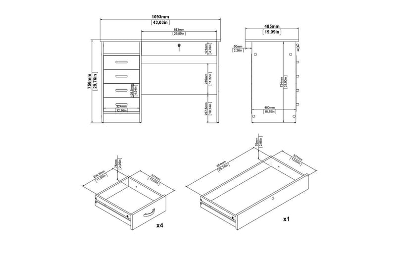 Taketo Kirjoituspöytä 48,5x109,3 cm - Luonnonväri - Huonekalut - Pöytä & ruokailuryhmä - Työpöytä
 - Tietokonepöytä