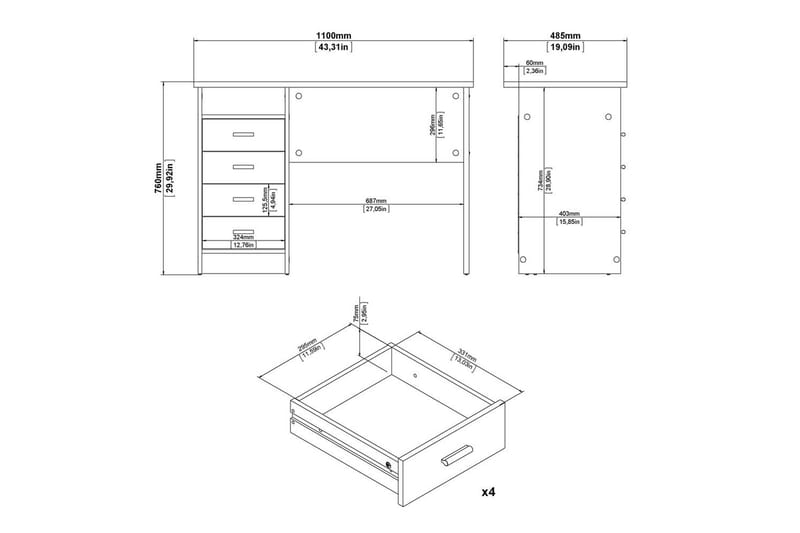 Taketo Kirjoituspöytä 48,5x110 cm - Luonnonväri - Huonekalut - Pöytä & ruokailuryhmä - Työpöytä
 - Tietokonepöytä