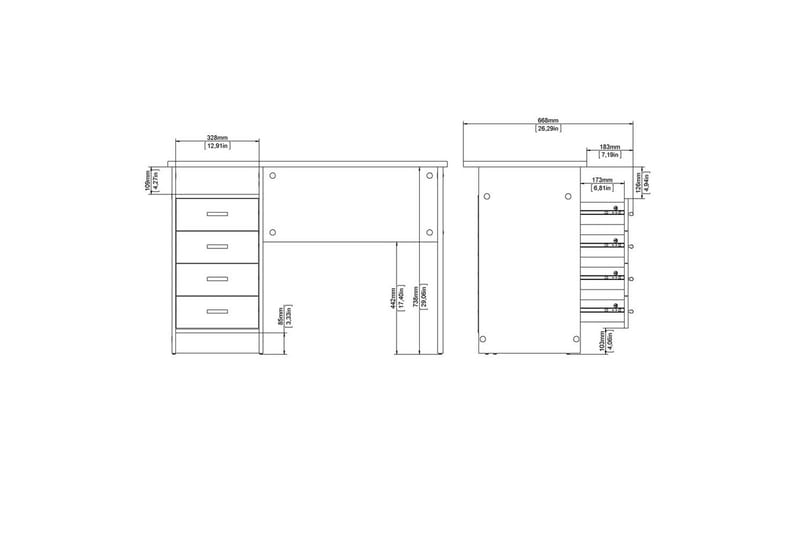 Taketo Kirjoituspöytä 48,5x110 cm - Luonnonväri - Huonekalut - Pöytä & ruokailuryhmä - Työpöytä
 - Tietokonepöytä