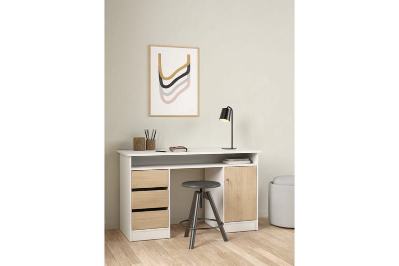 Taketo Kirjoituspöytä 55x126 cm - Valkoinen/Luonnonväri - Huonekalut - Pöytä & ruokailuryhmä - Työpöytä
 - Kirjoituspöytä