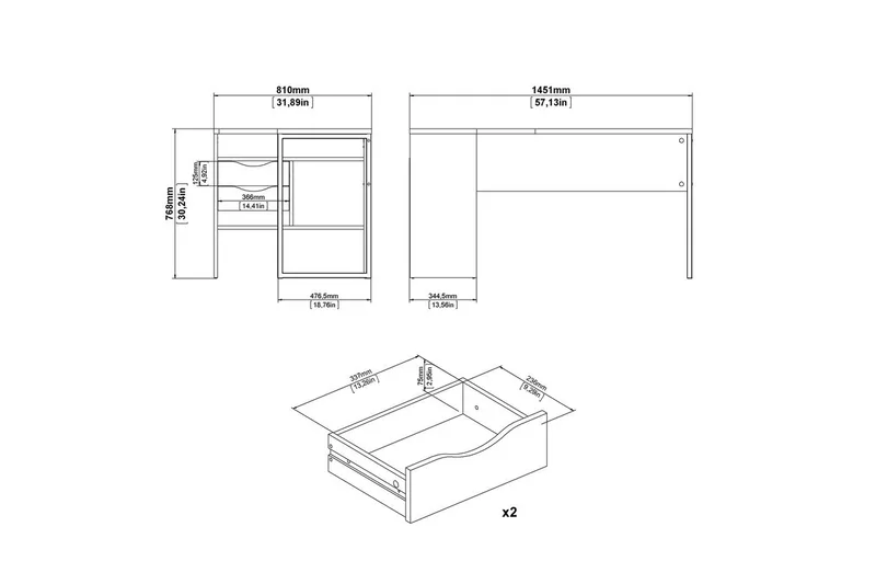 Taketo Kirjoituspöytä 81x145,1 cm - Valkoinen - Huonekalut - Pöytä & ruokailuryhmä - Työpöytä
 - Kirjoituspöytä
