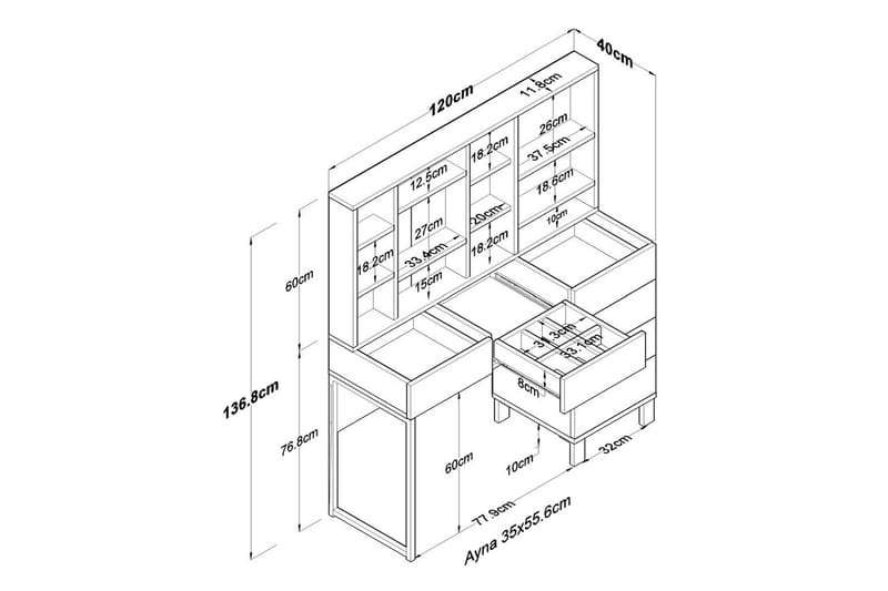 Talros Kampauspöytä 120 cm - Valkoinen - Huonekalut - Pöytä & ruokailuryhmä - Työpöytä
 - Tietokonepöytä