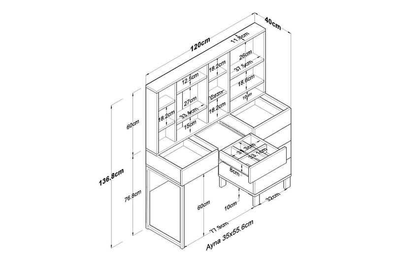 Talros Kampauspöytä 120 cm - Valkoinen - Huonekalut - Pöytä & ruokailuryhmä - Työpöytä
 - Tietokonepöytä