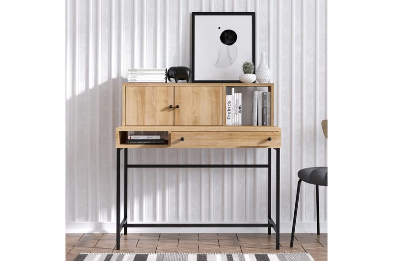 Teyric Kirjoituspöytä 60x100 cm - Tammi/Musta - Huonekalut - Pöytä & ruokailuryhmä - Työpöytä
 - Tietokonepöytä