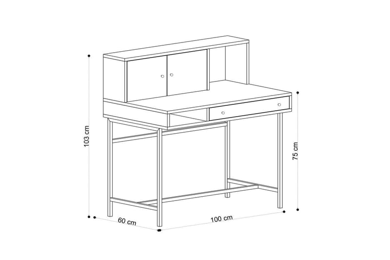 Teyric Kirjoituspöytä 60x100 cm - Tammi/Musta - Huonekalut - Pöytä & ruokailuryhmä - Työpöytä
 - Tietokonepöytä