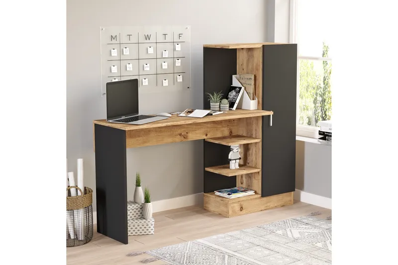 Kirjoituspöytä Karron 152 cm - Luonnonväri/Musta - Huonekalut - Pöytä & ruokailuryhmä - Työpöytä - Tietokonepöytä