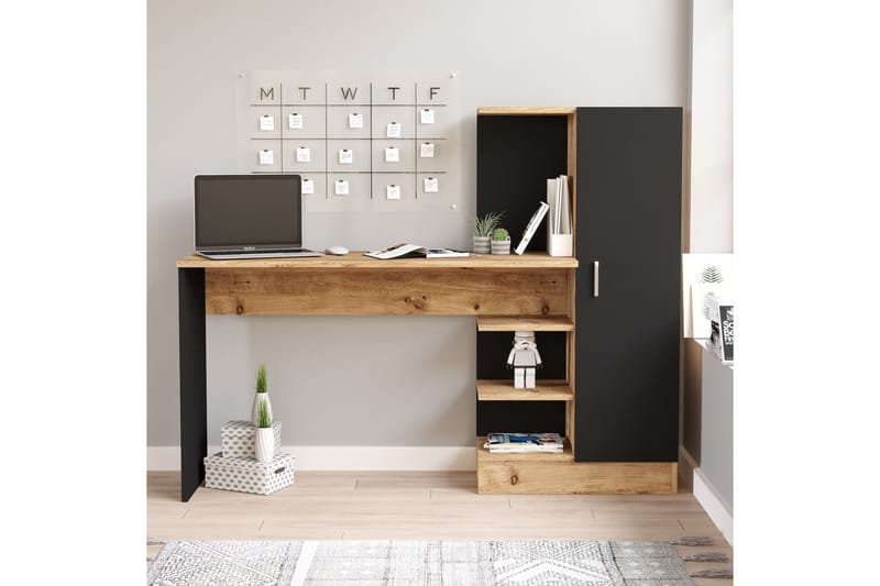 Kirjoituspöytä Karron 152 cm - Luonnonväri/Musta - Huonekalut - Pöytä & ruokailuryhmä - Työpöytä - Tietokonepöytä