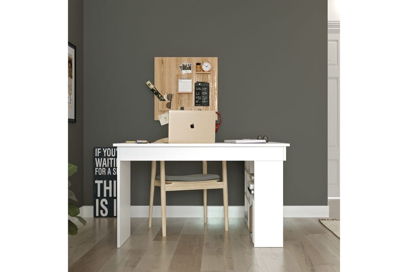 Työpöytä Karron 129 cm - Valkoinen - Huonekalut - Pöytä & ruokailuryhmä - Työpöytä - Tietokonepöytä
