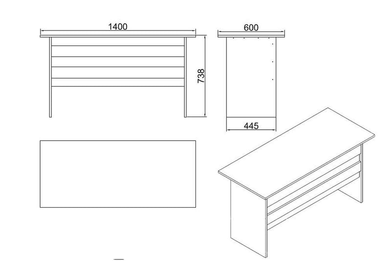 Työpöytä Tully 140 cm - Valkoinen - Tietokonepöytä
 - Kirjoituspöytä