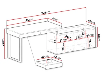 Travic Kirjoituspöytä 228 cm - Huonekalut - Pöytä & ruokailuryhmä - Työpöytä - Tietokonepöytä