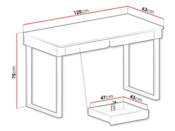 Travic työpöytä 125 cm laatikoilla puuta tammenjäljitelmällä - Beige - Huonekalut - Pöytä & ruokailuryhmä - Työpöytä - Tietokonepöytä