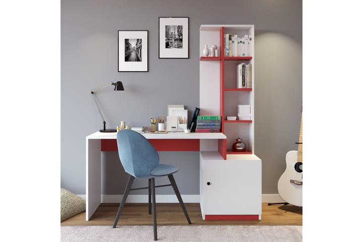 Työpöytä Aplhensa 170 cm - Valkoinen/Punainen - Tietokonepöytä
 - Kirjoituspöytä