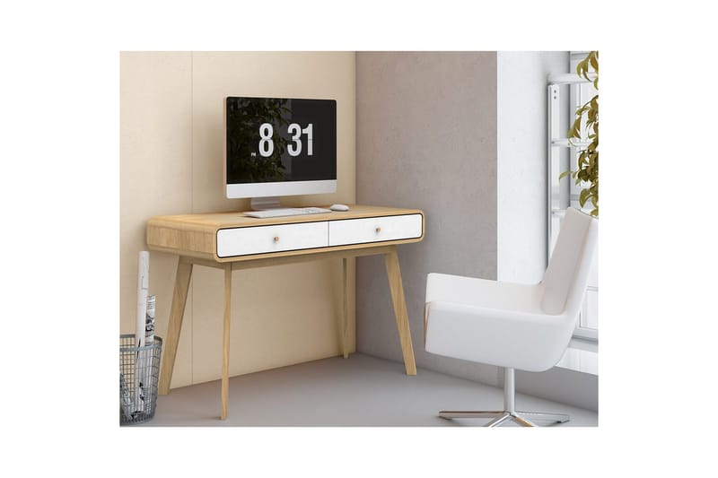 Työpöytä Cassie Tammea/Valkoinen - Tammea/Valkoinen - Huonekalut - Pöytä & ruokailuryhmä - Työpöytä - Tietokonepöytä