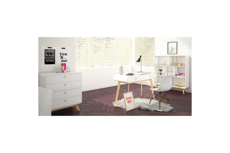 Työpöytä Cassie Valkoinen/Valkoinen - Valkoinen/Valkoinen - Huonekalut - Pöytä & ruokailuryhmä - Työpöytä - Tietokonepöytä