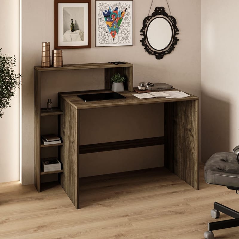 Työpöytä Homitis Amber (121,8 x 96 x 55 cm) Pähkinä - Huonekalut - Pöytä & ruokailuryhmä - Työpöytä - Tietokonepöytä