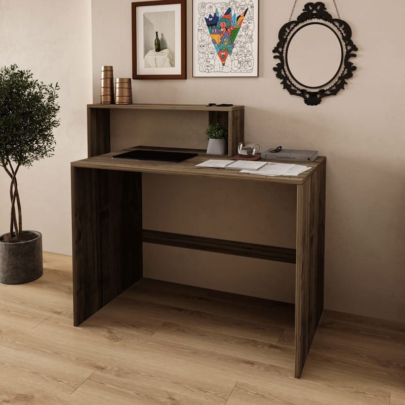 Työpöytä Homitis Amber (121,8 x 96 x 55 cm) Pähkinä - Huonekalut - Pöytä & ruokailuryhmä - Työpöytä - Tietokonepöytä