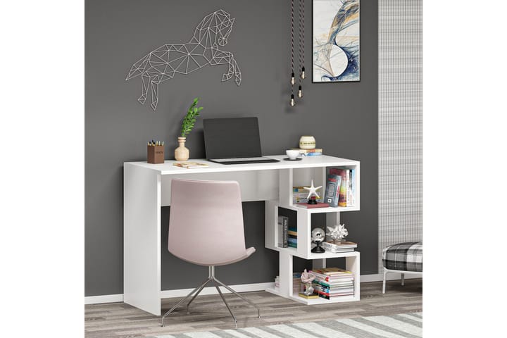 Työpöytä Myle 110 cm - Valkoinen - Kirjoituspöytä - Tietokonepöytä