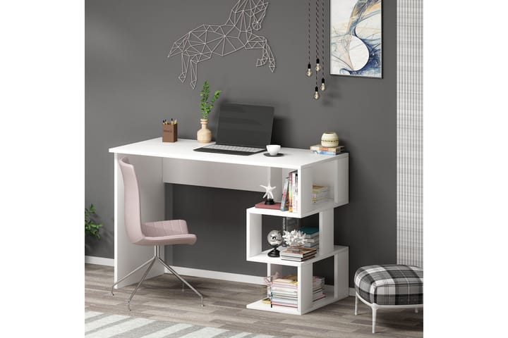 Työpöytä Myle 110 cm - Valkoinen - Tietokonepöytä
 - Kirjoituspöytä