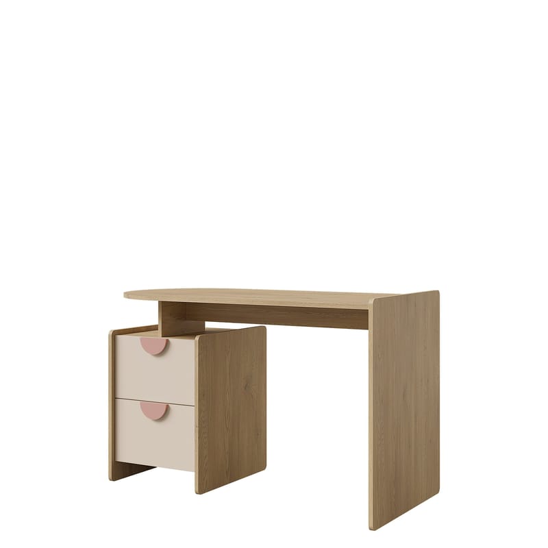 Zarek-kirjoituspöytä 121 cm, ruskea, vaaleanpunainen ja beige
