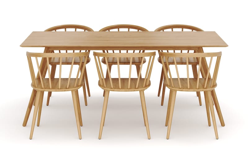 Tyrö Ruokailuryhmä, jossa 6 Tyrö Käsinojallista tuolia - Oak/Oak - Huonekalut - Pöytä & ruokailuryhmä - Ruokailuryhmä