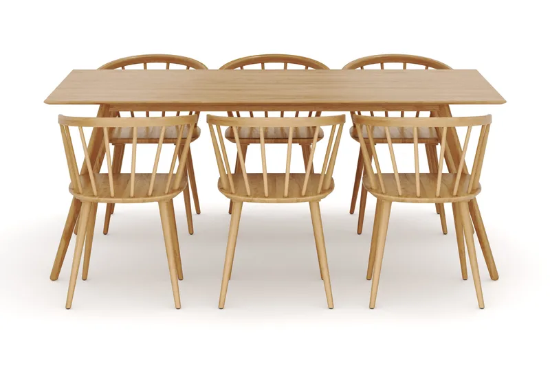 Tyrö Ruokailuryhmä, jossa 6 Tyrö Käsinojallista tuolia - Oak/Oak - Huonekalut - Pöytä & ruokailuryhmä - Ruokailuryhmä