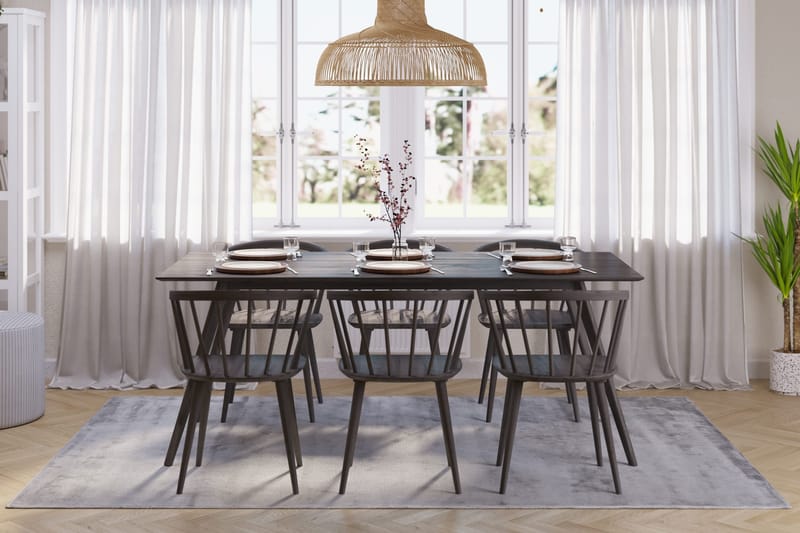 Tyrö Ruokailuryhmä, jossa 6 Tyrö Käsinojallista tuolia - Smoked Oak/Smoked Oak - Huonekalut - Pöytä & ruokailuryhmä - Ruokailuryhmä